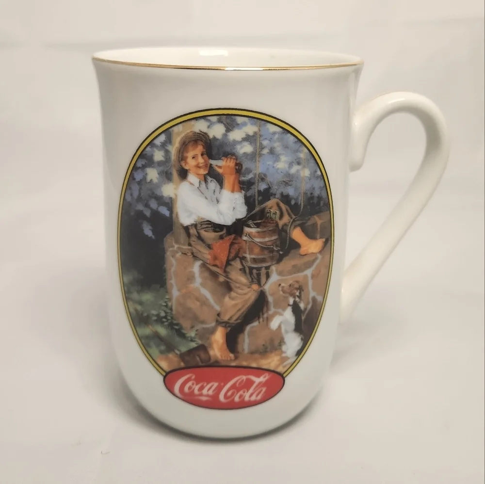 Set of 4 Vintage 1987 Coca Cola Norman Rockwell Collector Mugs